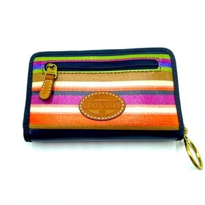 Fossil Stripped Zipper Wallet
